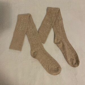 Tan Casual Knit Socks with Ribbed Texture